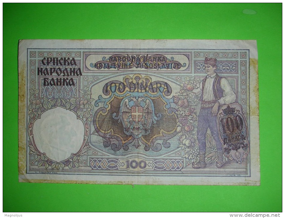 Serbia,German Occupation WW II,100 Dinars,overprinted,banknote,paper Money,bill,geld,vintage - Serbie