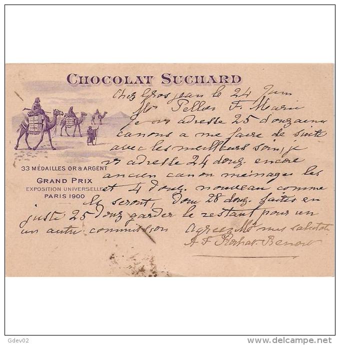 PUTP1803-LFTD1932TCFER.Tarjeta Postal De SUIZA.CHOCOLATE SUCHARD.Exposicion Universal PARIS 1900 - Ferias