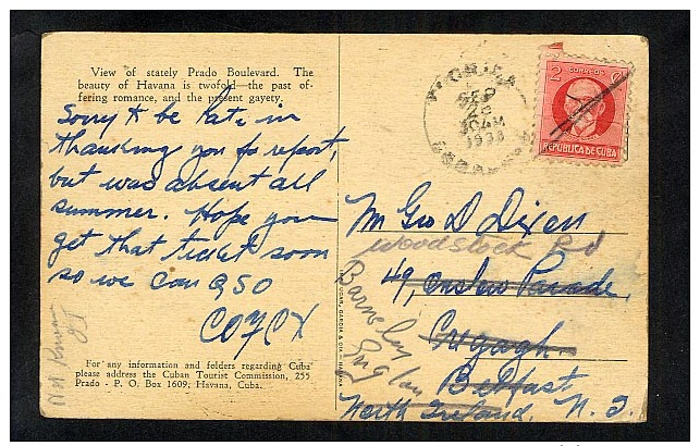 Cuba 1938 Postcard QSL Card To USA (S120) - Other & Unclassified