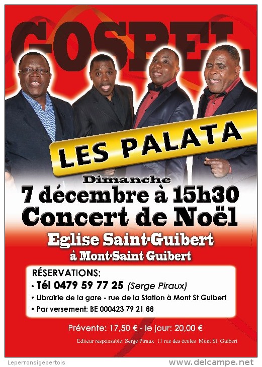 The Palata Singers - Affiche Concert à Mont-Saint-Guibert Le 07 Décembre 2014 - Afiches & Pósters