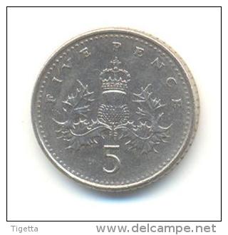 GRAN BRETAGNA  5 PENCE  ANNO 1991 - 5 Pence & 5 New Pence