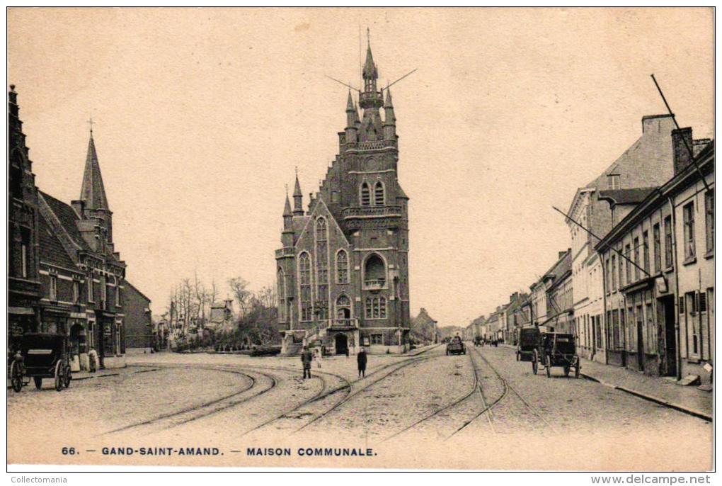 St Amandsberg 7 CP Roosebeeckstr Begijnhof Gemeentehuis    Heyveldstr Kerk H Hart   Monument Echte Foto - Evergem