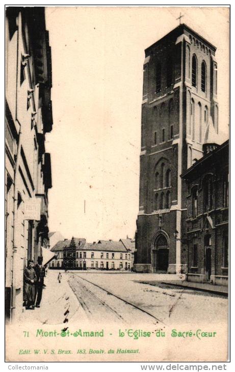 St Amandsberg 7 CP Roosebeeckstr Begijnhof Gemeentehuis    Heyveldstr Kerk H Hart   Monument Echte Foto - Evergem