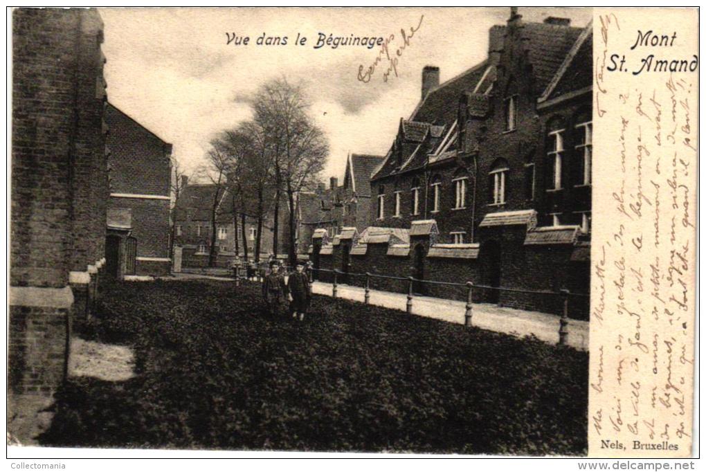 St Amandsberg 7 CP Roosebeeckstr Begijnhof Gemeentehuis    Heyveldstr Kerk H Hart   monument Echte Foto