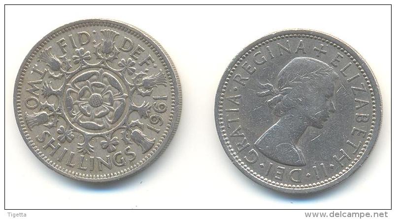 GRAN BRETAGNA  2 SHILLING  ANNO 1961 - J. 1 Florin / 2 Shillings