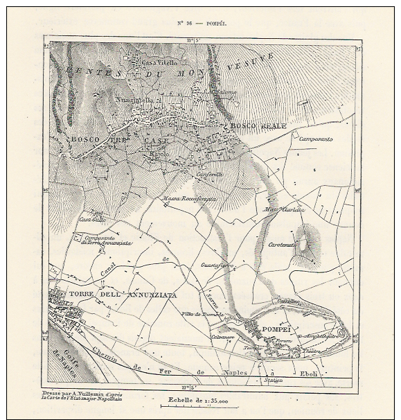 Cartina Francese Del 1876  POMPEI  Torre Annunziata Boscotrecase Boscoreale   Etc. - Sonstige & Ohne Zuordnung