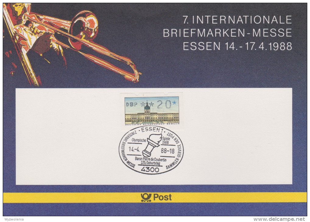 Sp 120) Coubertin, Olympia Seoul1988: SSt Essen, Fort Collins Ua; Briefmarken Aus USA Und Korea Süd: Turnen, Tennis - Ete 1988: Séoul