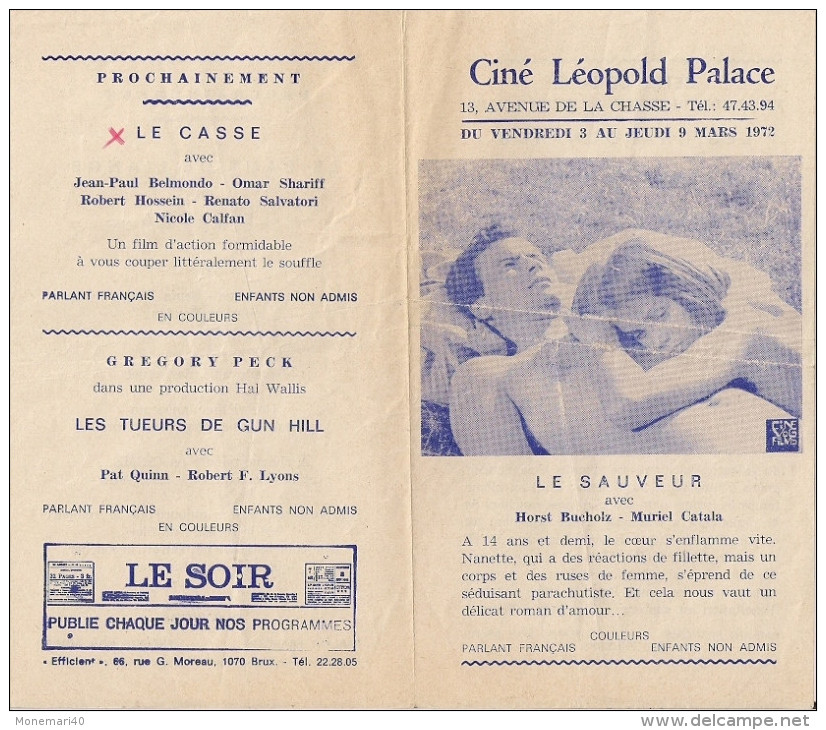 CINE LEOPOLD PALACE (Bruxelles) -  Film 'LE SAUVEUR' (1971) - Cinema Advertisement