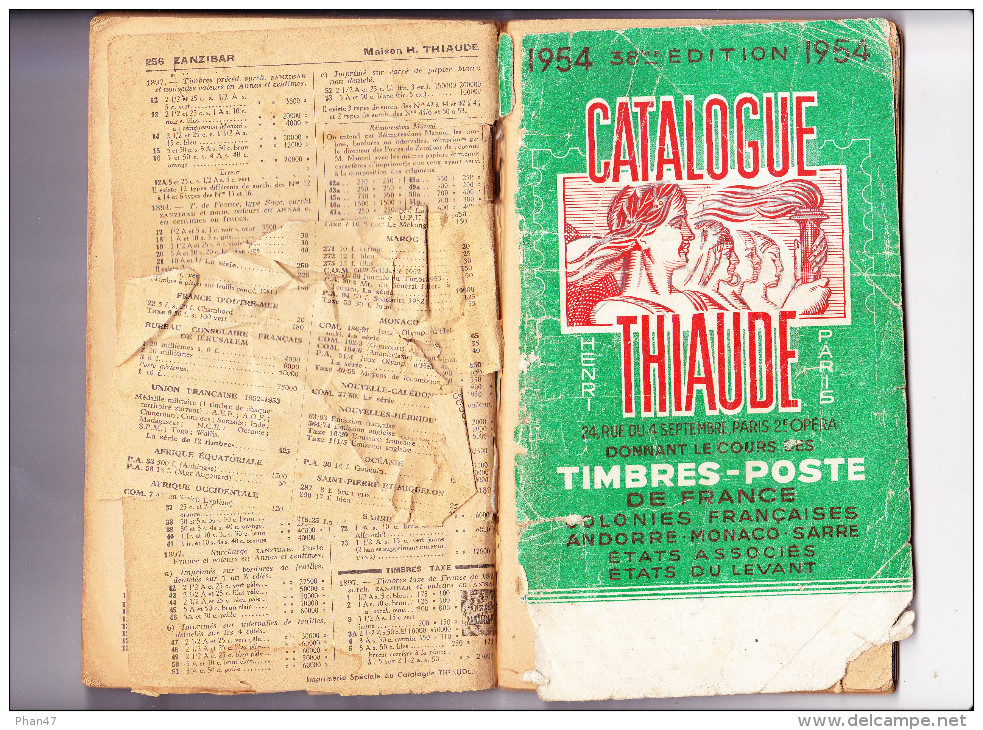 THIAUDE, CATALOGUE Timbres-Poste, France, Colonies, Andorre, Monaco, Sarre, Etats Associés, Etats Du Levant, 1954 - Frankreich