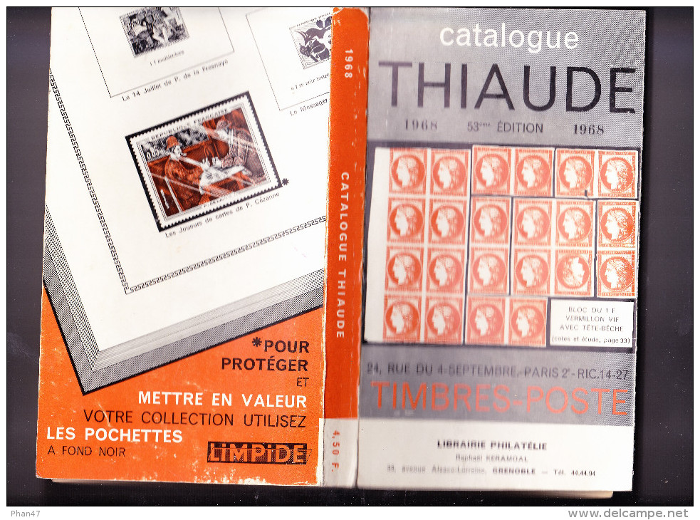 THIAUDE, CATALOGUE Timbres-Poste, France, Nations Unies, Europa, Colonies, Pays D'Afrique...1968, 53 ème édition. - Frankreich