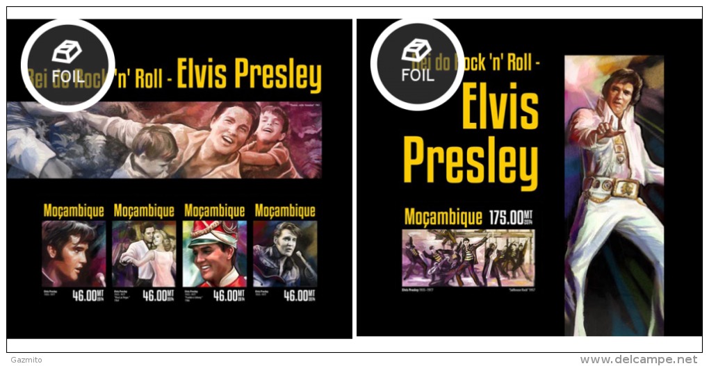 Mozambico 2014, Elvis, 4val In BF +BF IMPERFORATED - Elvis Presley