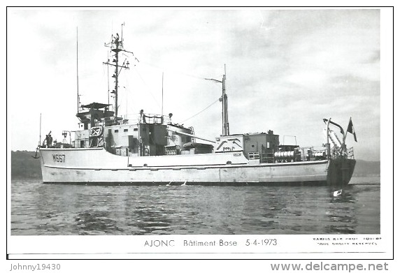 CP PHOTO: " AJONC " - BATIMENT BASE M 667  - 5-4-1973   (    BATEAU DE GUERRE ) - Guerre