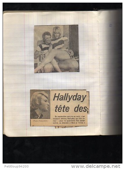 CAHIER  JOHNNY HALLYDAY  Coupures de Presse