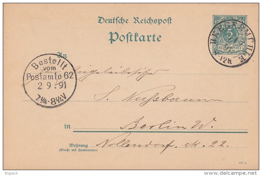 DR Ganzsache Mit Nachv. Stempel Heegermühle 1.9.91 - Briefe U. Dokumente