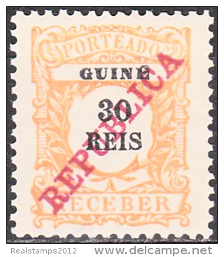 GUINÉ- (PORTEADO)-1911,  Tipo De 1904, Com Sobrecarga «REPUBLICA»   30 R.  * MH  Afinsa  Nº 14 - Portuguese Guinea