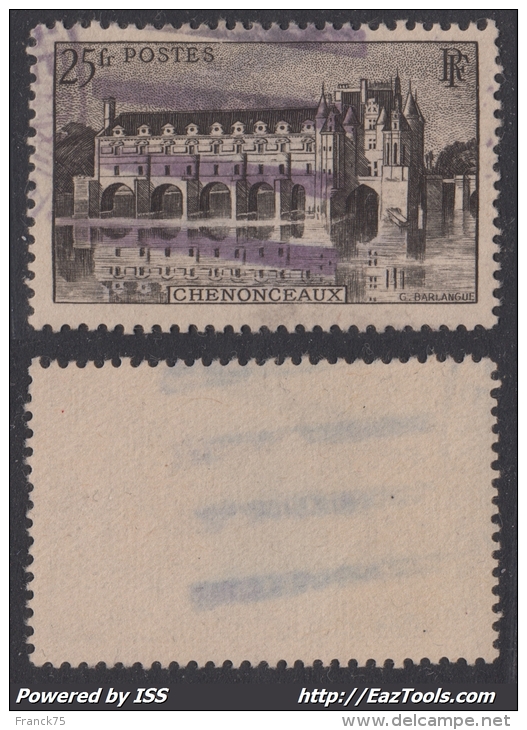 *RARE* Cachet Américain Sur 25Fr Chenonceaux (Dallay N° 611 , Cote +75&euro;) - Usados