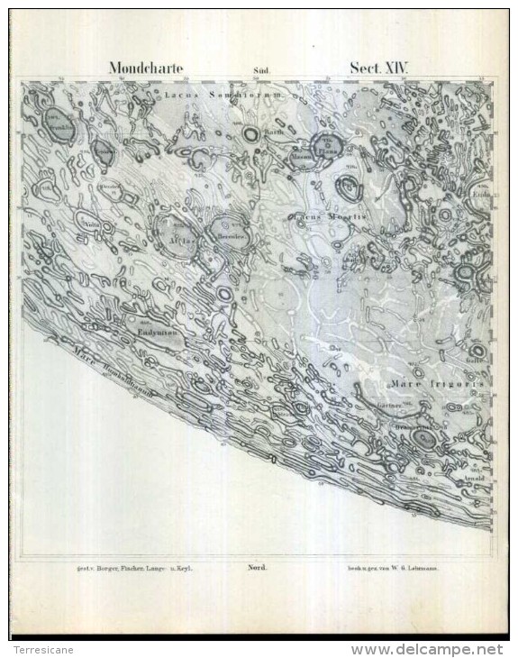 MONDCHARTE IN 25 SECTIONES W.G. LOHRMANN JULIUS SCHMIDT LEIPZIG 1878 COPIA ANASTATICA BIROMA EDITORE - Mapamundis