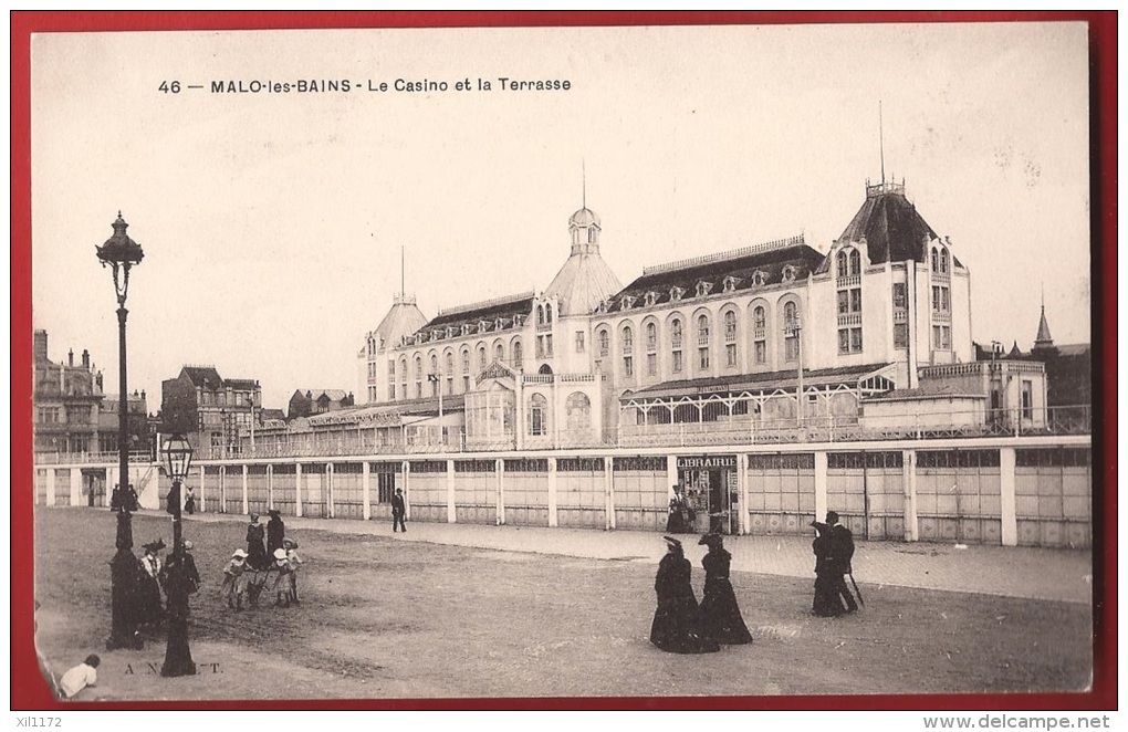 POH-07  Malo-les-Bains  Le CAsino Et La TErrasse ANIME  Non Circulé - Malo Les Bains