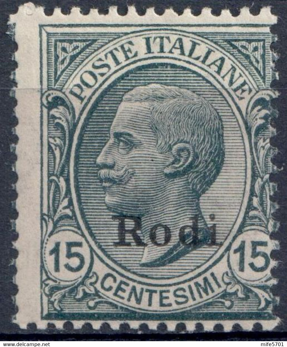 REGNO D'ITALIA / COLONIA RODI - 1919 - C. 15 GRIGIO - CATALOGO SASSONE NUMERO 11 - NUOVO / MNH ** - Egée (Rodi)