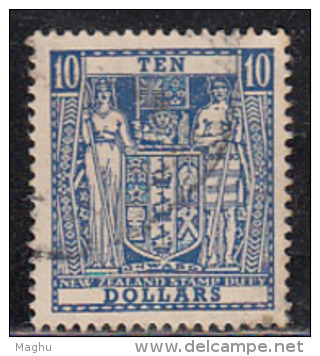 10s  Postal Fiscal Used, Wmk Sideways, New Zealand , - Postal Fiscal Stamps