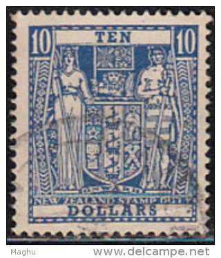 10s  Postal Fiscal Used, Wmk Sideways, New Zealand , - Fiscaux-postaux