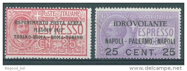 ITALIA - 1917 - USED/OBLIT.  - EMANUELE III - Yv 1 - 2 - Sa 1 2 - Lot 10480 - Airmail