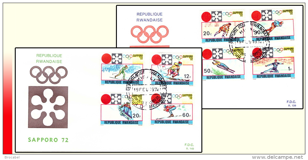 Rwanda 0443/50(o) FDC  Jeux Olympiques Sapporo - 1970-1979