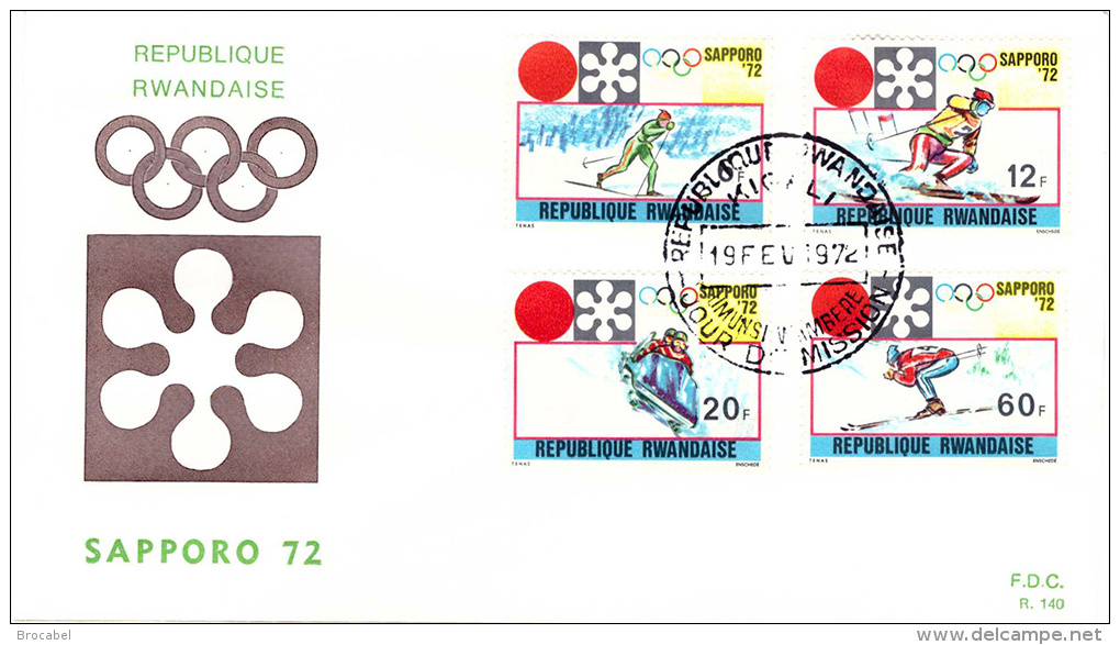 Rwanda 0443/50(o) FDC  Jeux Olympiques Sapporo - 1970-1979