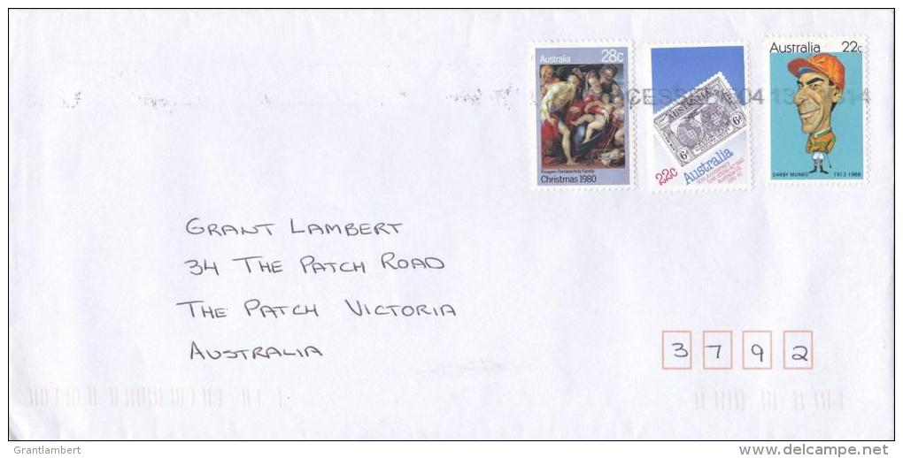 Australia 2014 Domestic Envelope With 28c Christmas 1980, 22c Munro &amp; 22c Airmail - Covers & Documents