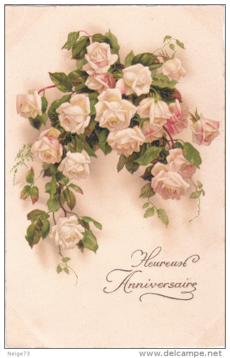 Carte Postale Ancienne Fantaisie - Roses - Heureux Anniversaire - Autres & Non Classés