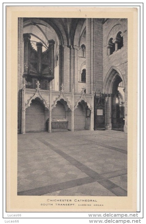 POSTCARD 1920 CA. CHICHESTER CATHEDRAL  - SOUTH TRANSEPT - Chichester