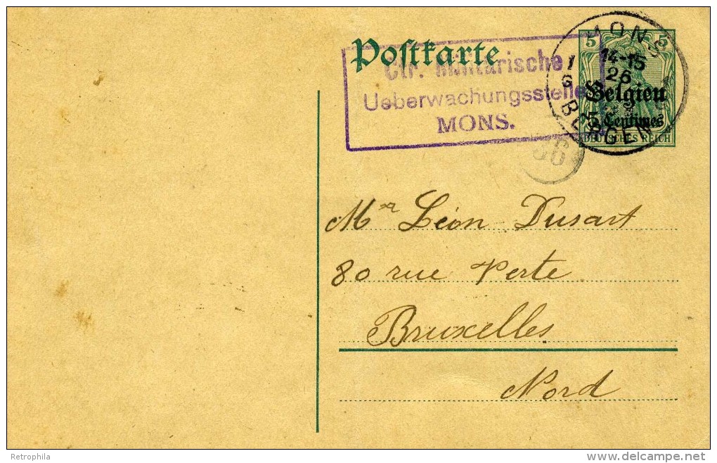 BELGIQUE - CARTE-LETTRE ENTIER POSTAL &ndash; OCCUPATION ALLEMANDE - 1915 - Cartes-lettres