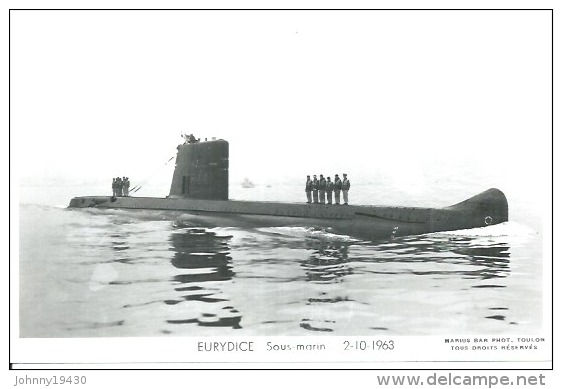 CP PHOTO: " EURYDICE " - SOUS-MARIN  S 644  - 2-10-1963   ( Animées -  BATEAU DE GUERRE ) - Guerre