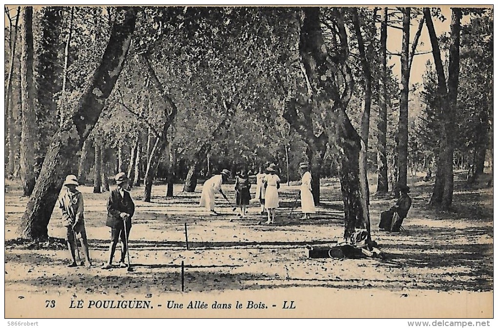 CARTE POSTALE ORIGINALE ANCIENNE : LE POULIGUEN ; ALLEE DANS LES BOIS JOUEURS DE CROQUET  ANIMEE ; LOIRE ATLANTIQUE (44) - Le Pouliguen