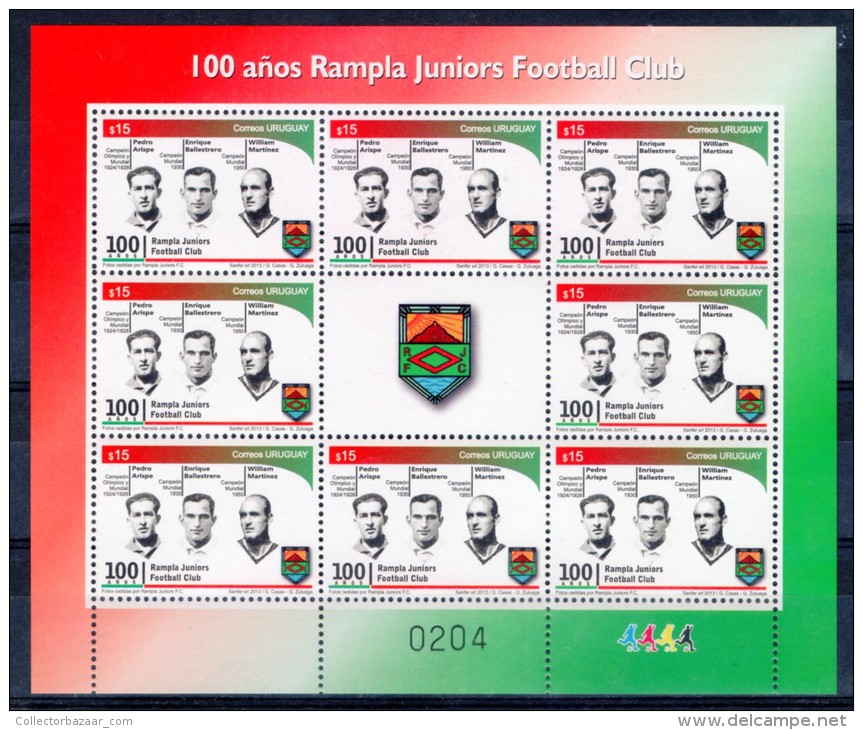 2013 URUGUAY STAMP Sheet MNH SOCCER Fussball FOOTBALL Futbol WORLD CHAMPION LEGEND RAMPLA LIGHTHOUSE - 1930 – Uruguay
