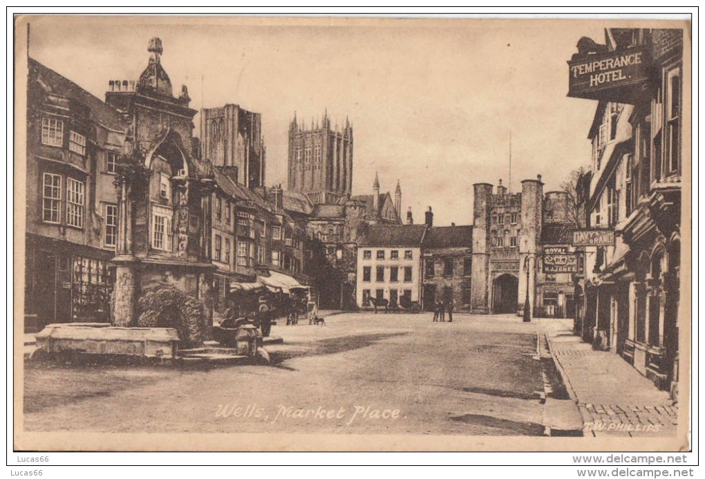 POSTCARD 1930 CA. WELLS, MARKET PLACE - Wells