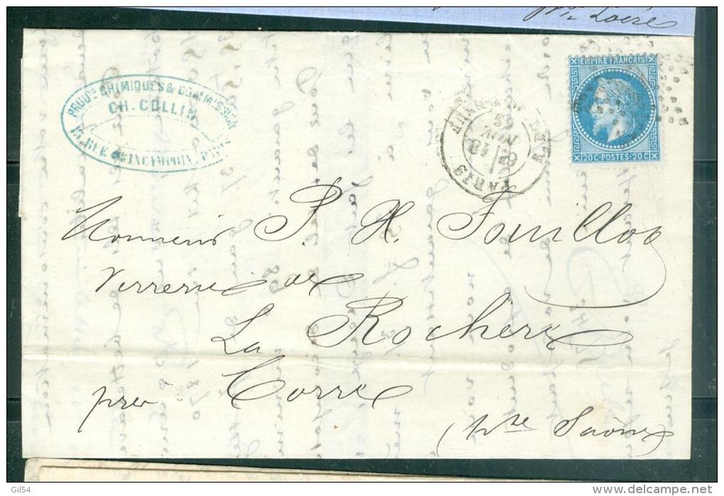 Yvt N°29 / Lac De Paris R. Du Pont Neuf , étoile N°17 En Nov 1869    - Aab6505 - 1849-1876: Klassik