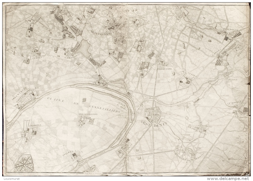 Delagrive Abbé VIII Feuille Saint Denis (93) De L'imprimerie De Fourneau Paris 1746 - Topographical Maps