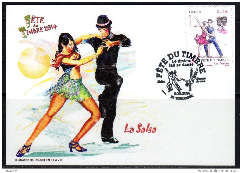 2014 / PJ SUR CARTE POSTALE / FETE DU TIMBRE-LA SALSA-LE TIMBRE FAIT SA DANSE / 11.10.2014 - 2010-2019