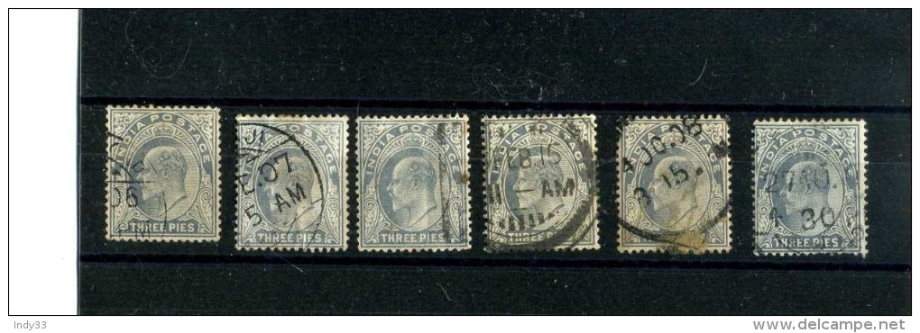 - GRANDE BRETAGNE  COLONIES . INDE 1902/11 . TIMBRES OBLITERES  . COULEURS - 1902-11  Edward VII