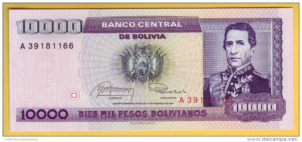 BOLIVIE - Billet De 10000 Bolivianos. 10.02.84. Pick:169. NEUF - Bolivie