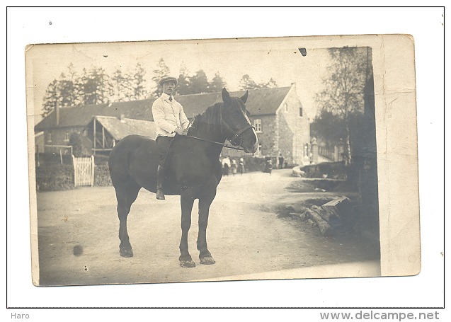 Welkenraedt( Sous Réserve) Meugemen ? Cavalier Devant Une Ferme   (192) Photo Carte - Welkenraedt