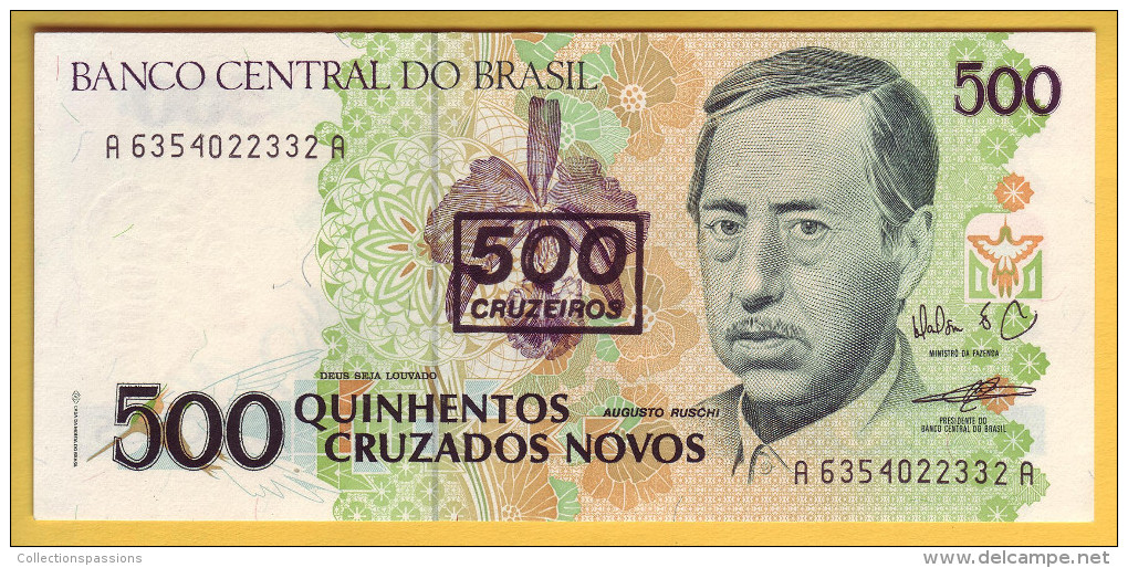 BRESIL - Billet De 500 Cruzeiros Sur 5000 Cruzados Novos. (1990). Pick: 226b. NEUF - Brazil