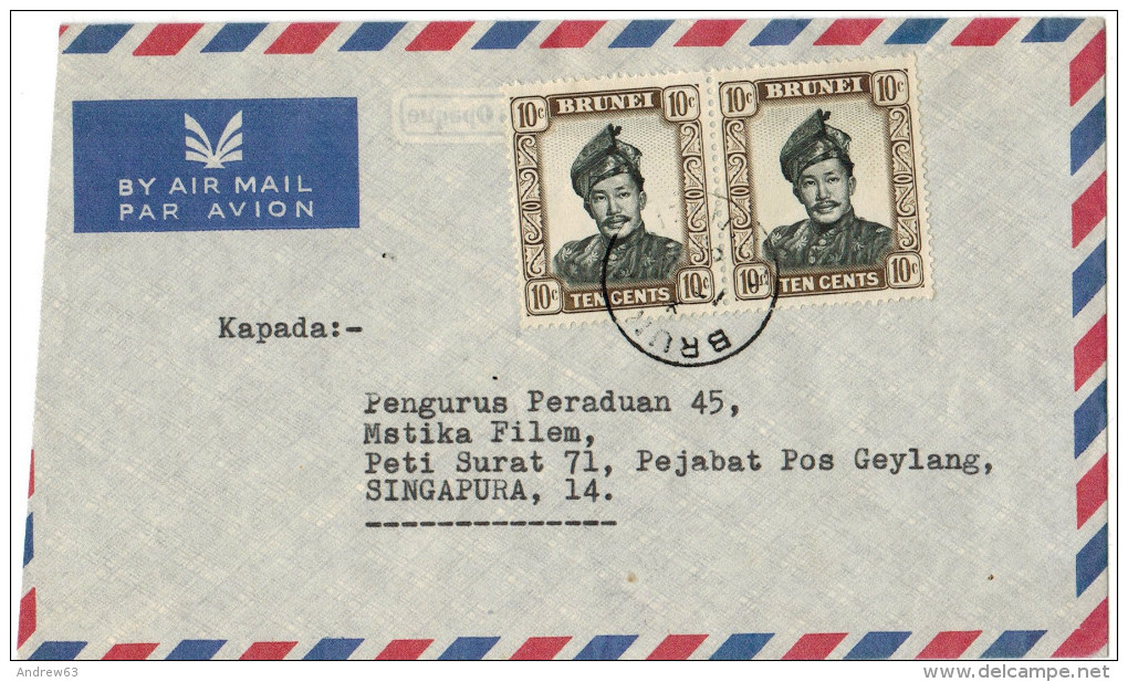 BRUNEI - 19?? - Airmail - 2 X 10c King - Viaggiata Per Singapura, Singapore - Brunei (1984-...)