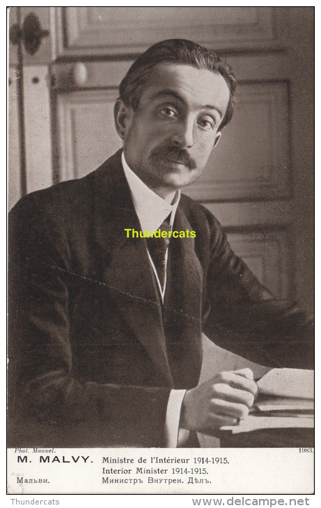 CPA M MALVY MINISTRE DE L'INTERIEUR 1914-1915 - Politieke En Militaire Mannen