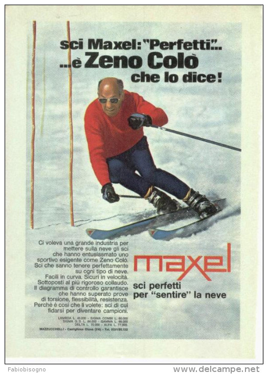 1970 - Sci MAXEL ZENO COLO' - 1 Pag.  Pubblicità Cm. 13 X 18 - Winter Sports