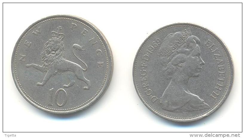 GRAN BRETAGNA  10 PENCE  ANNO 1969 - 10 Pence & 10 New Pence