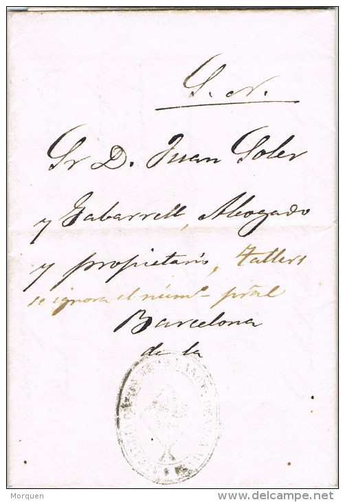 11101. Carta Fuera De Valija, SAN ANTONIO De VILAMAJOR (Barcelona) 1872 - Storia Postale