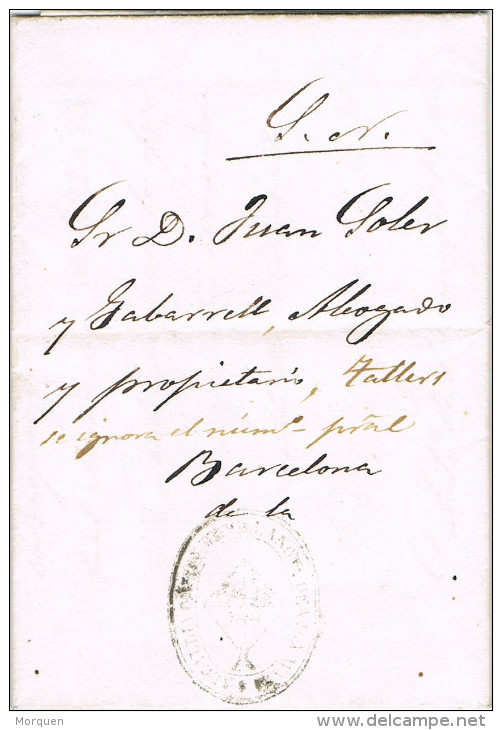 11101. Carta Fuera De Valija, SAN ANTONIO De VILAMAJOR (Barcelona) 1872 - Covers & Documents