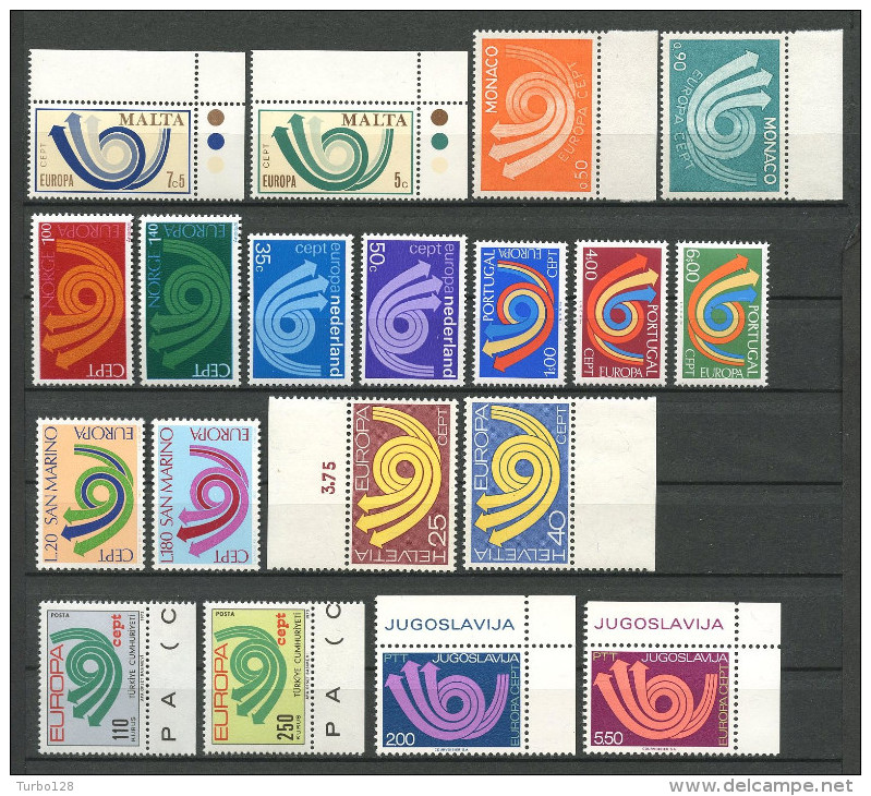 EUROPA 1973 Année Complète 2 Scans ** Neufs = MNH  LUXE Cote 137 € Full Year Jahrgang Ano Completo - Années Complètes